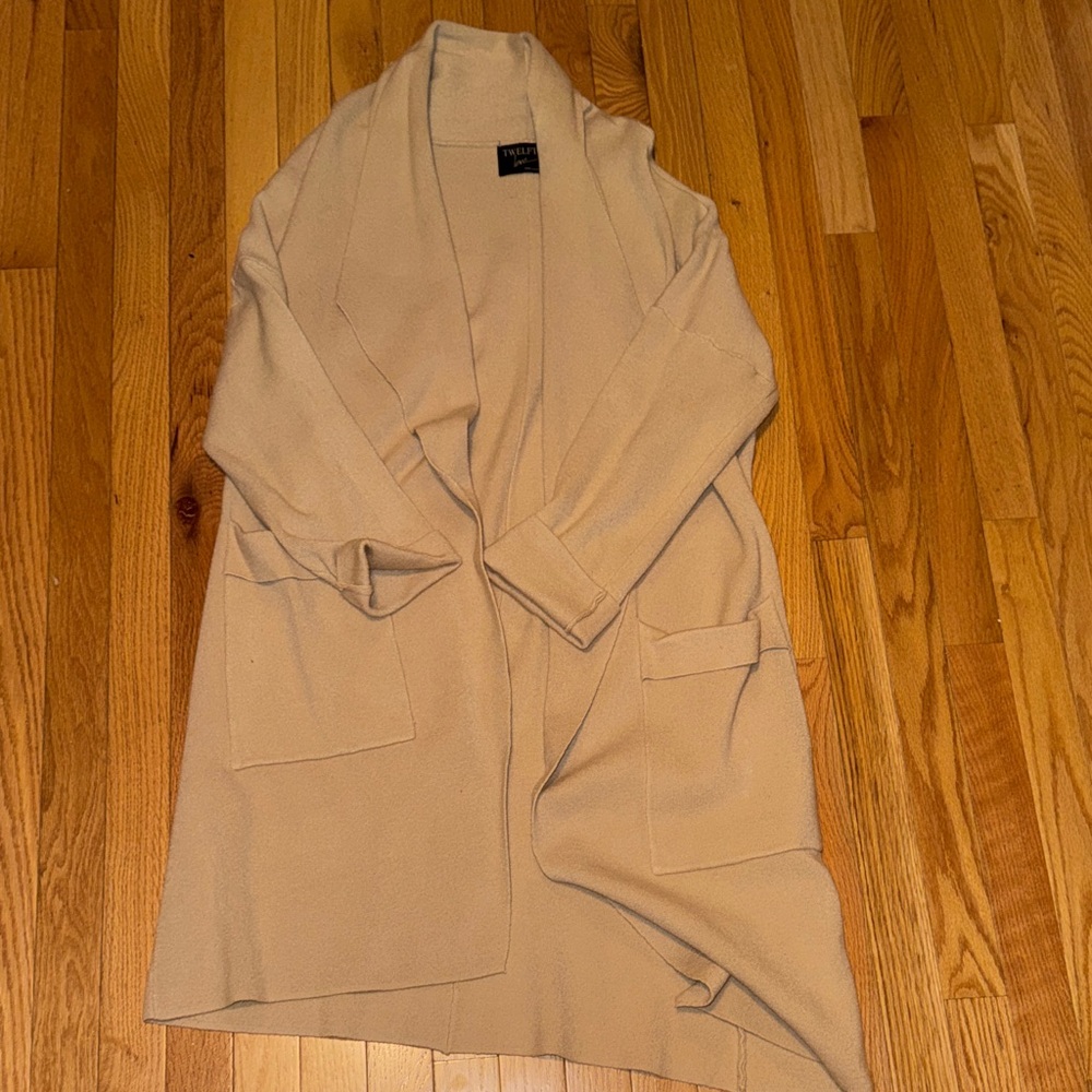 Beige Open Front Cardigan trench LIKE NEW